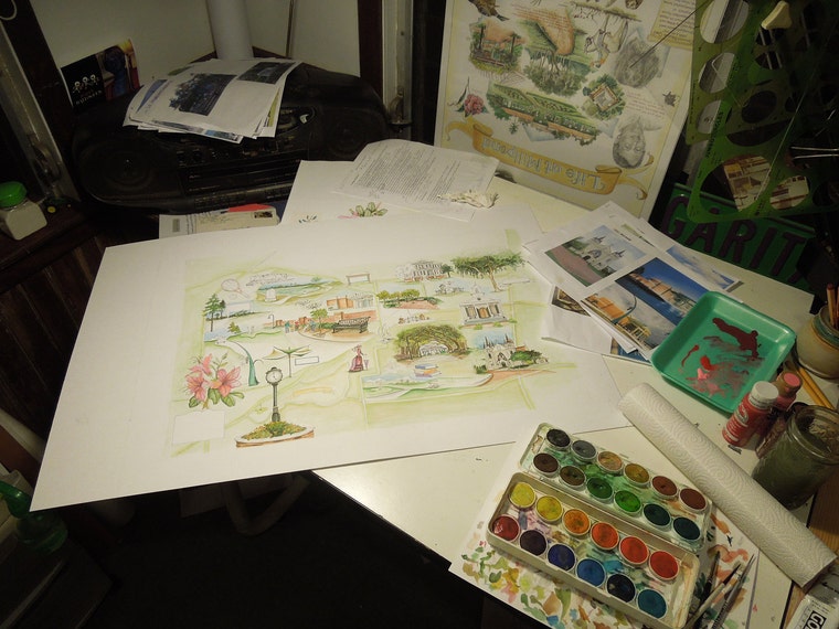 Map art in progress Map art in progress